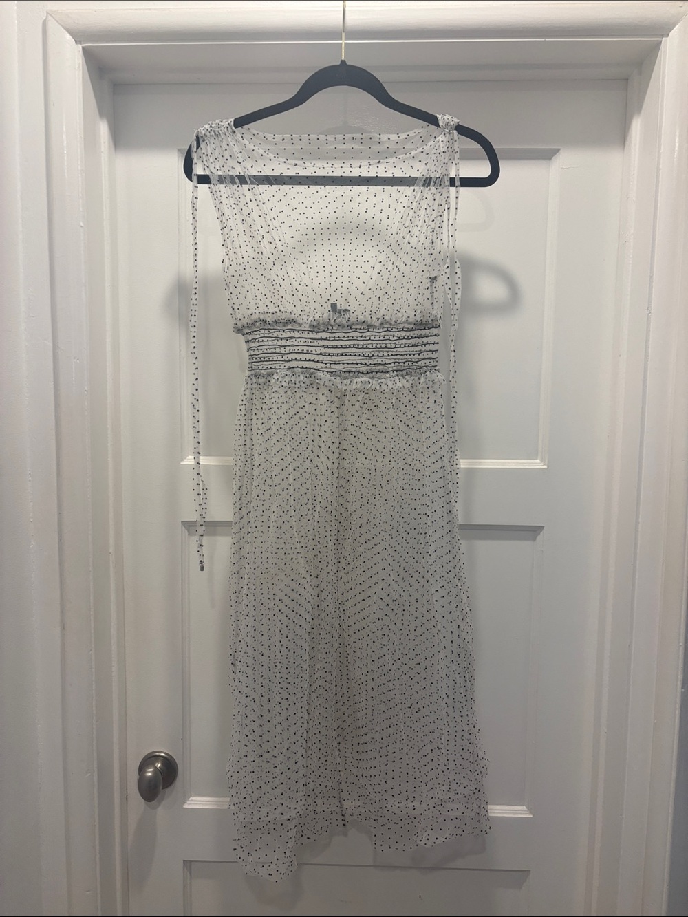 MAJORELLE White Polka Dot Sleeveless Maxi Dress